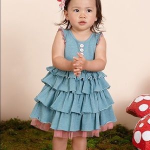 Teal ruffle, pink tulle dress + bloomers